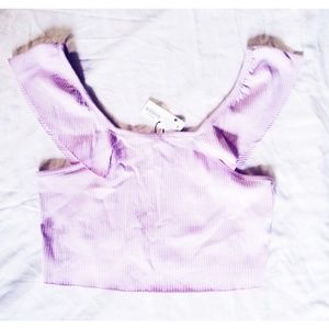 Zara | Lavender Knit Off The Shoulder Crop Top